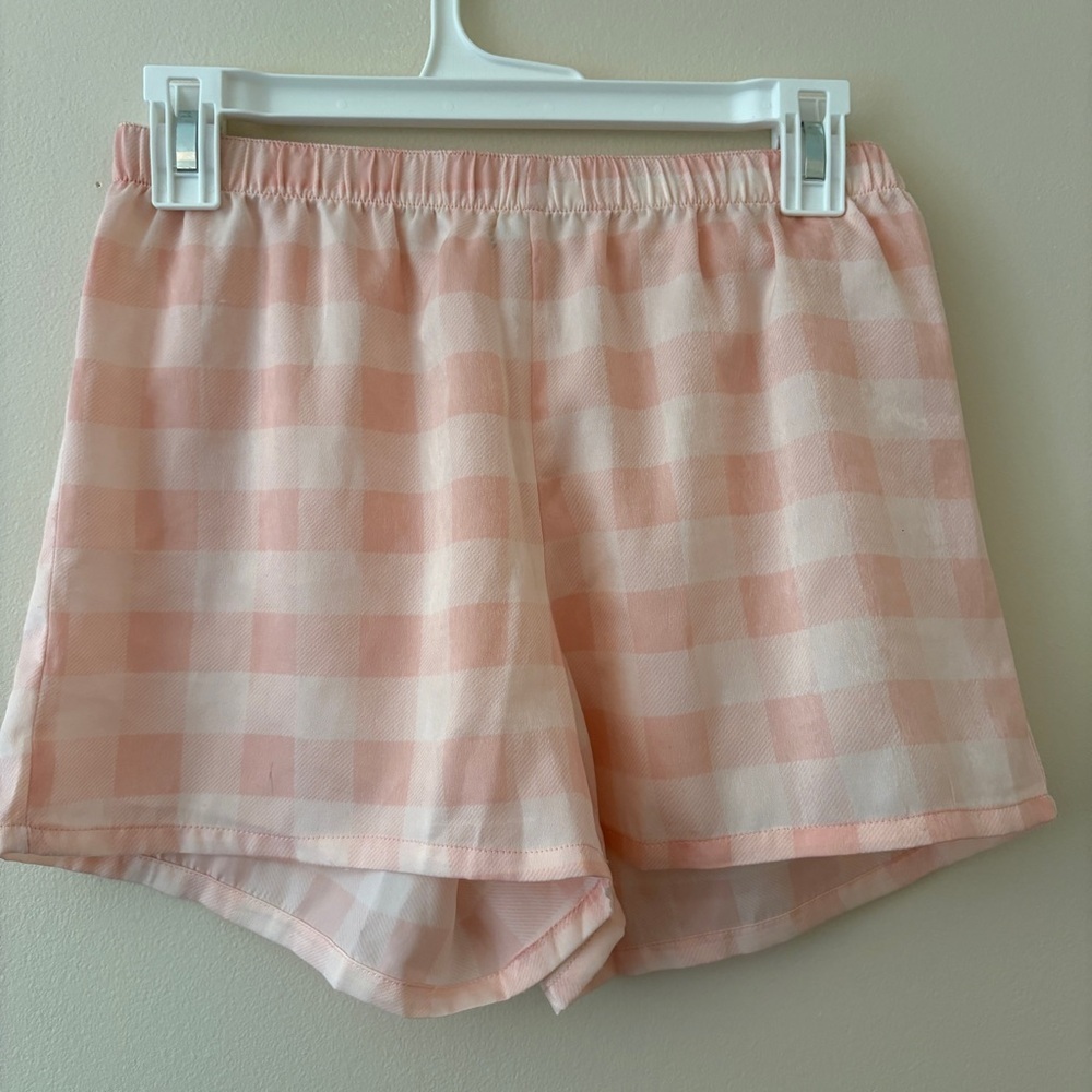 Abound Pink White Gingham Check Pull On Lounge Shorts XS NWOT
